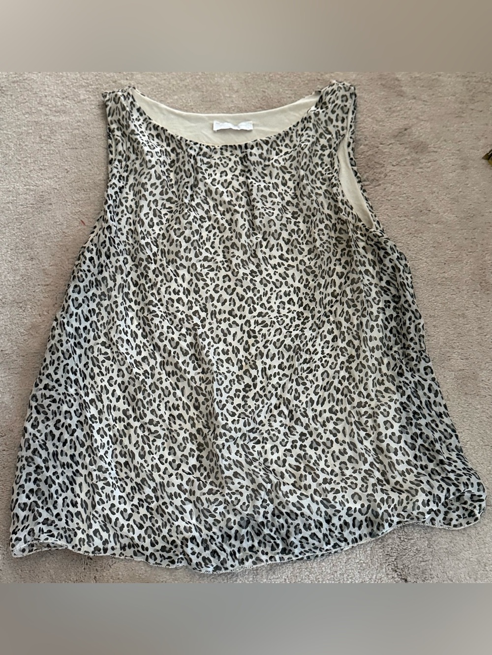 Dolce Ragazza Womens Silk Sleeveless Animal Print Blouse small S Ivory Black